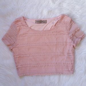 Madeline and Monroe Pink Lined Lace Crop Top